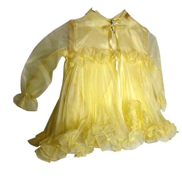 Vintage Jack Spiro Girls Butter Yellow Ruffle Party Dress Size 3T New - Picture 1 of 8